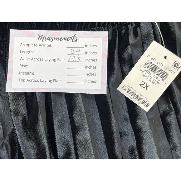 On 34th Womens Black Velvet Long Formal Pleated Skirt Plus Size 2X NWT $89 - Picture 2 of 3